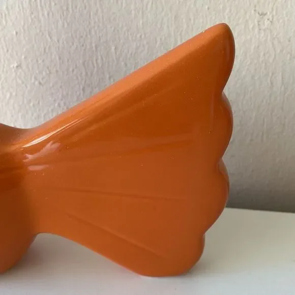 Set Of 2 Global Views Orange Mod Art Deco Bird Vases - Picture 5 of 11